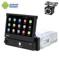 Hikity Android Single Din Car Stereo 7 Inch Flip Out Touch Screen Radio Supports FM Bluetooth WiFi GPS Navigation Mirror Link for Phone Android/iOS + Backup Camera