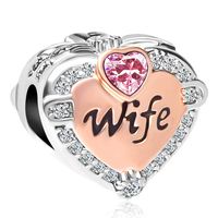 CharmSStory Wife Rose Gold Heart Love Beads Charms for Necklaces Bracelets(October)