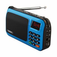 Rolton W405 Portable Mini FM Radio Speaker Music Player TF Card for PC iPod Phone with LED Display (Blue)