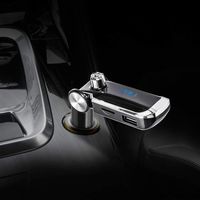 Ciacle Bluetooth FM Transmitter for Car Charger, Car Locator Adapter Receiver with 2 USB Ports and USB Drive to Play MP3 Files (Grey) ...