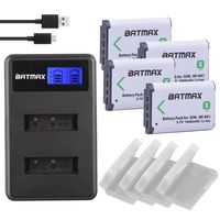 Batmax 4Packs NP-BX1 Battery (1600mAh) and LCD Dual USB Charger for Sony NP BX1/M8, Cyber-shot DSC-HX80, RX1, RX1R, RX100, RX1RII, H400, HX300, HX50V, HX90V, WX300, WX350, HDR-AS10 Cameras