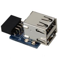 RDEXP Blue PCB Board and Metal 9pin USB 2.0 Female Pin Header to Dual USB2.0 Port Adapter-Dual Layer Type