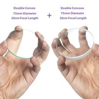 Amlong Crystal Premium Optical Glass Double Convex and Concave Lens Set, 75mm Diameter, 20cm Focal Length, 2 Pieces Set