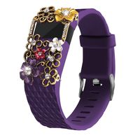 Gealpoor Compatible Replacement Bands for Fitbit Charge HR Waterproof Soft Silicone Replacement Adjustable Band Sports Strap Strap Women Men Large Small (L, Purple + Jewelry)