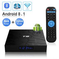 Android TV Box, T9 Android 8.1 4GB RAM/32GB ROM RK3328 Quad-Core Media Box Support 2.4Ghz WiFi 64 Bits H.265 Bluetooth 4.1 DLNA UHD 4K Mini TV Box