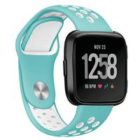 Cmore for Fitbit Versa 2 Bands,Fitbit Versa/Lite Edition Bands for Women/Men,Breathable Accessories Strap Wristband Replacement Sport Watch Bands for (6.3" ~ 8.3") inch Wrist, (Large,Teal White)
