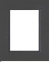18x24 Black & Black Double Picture Mats with White Core Bevel Cut for 13x19 Pictures