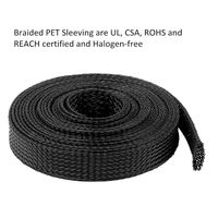 100ft-3/8 inch Flexible PET Expandable Braided Cable Sleeve, Premium Wires Sleeving Management and Organizer, Protector for TV, Audio, PC, and Other Home or Office Device Cords-Black