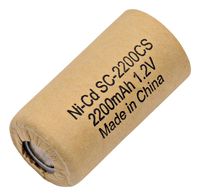 SC-2200CS - Rechargeable Battery, 1.2 V, Nickel Cadmium, 2.2 Ah, Sub C, Flat Top, 22.86 mm (Pack of 5) (SC-2200CS)
