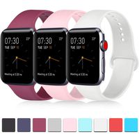 Pack 3 Compatible with Apple iWatch 44mm Band, Soft Silicone Band Compatible iWatch Series 4, Series 3, Series 2, Series 1 (Wine Red/Pink/White, 42mm/44mm-M/L)