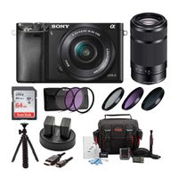 Sony ILCE-6000LB Alpha A6000 Mirrorless Digital Camera (Black) Bundle with Sony E 55-210mm F4.5-6.3 Lens (Black) + Sony 32GB SDHC/SDXC Class 10 UHS-1 Memory Card + Camera Case + NPFW50 Battery