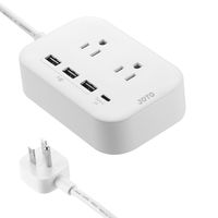 JOTO 2 Outlet Surge Protector Power Strip with USB Smart Charger (4 Port,5V 7.4A),with Type C Charging Port, 6.6ft Long Cord Extension, Home Office Desk Nightstand Travel Charger Station -White (Renewed)