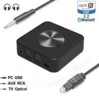 YEHUA Bluetooth 5.0 Transmitter and Receiver and 3.5mm Wireless Audio Adapter for TV/Home Stereo System,Pair with 2 Bluetooth Headphones
