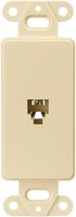 EATON Wiring 3560-4V Decorator Insert Single Telephone Jack with 4-Conductors, Category 3 RJ11 or RJ14, Ivory