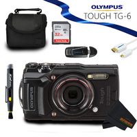 Olympus Tough TG-6 Waterproof Camera, Black +12MP +4X Optical Zoom Lens+Five Separate Underwater Modes+Sunshine Basic Bundle