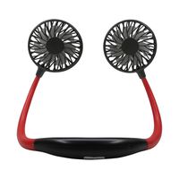 Wearable Fan - Outdoor Cooling Fan - Neck Cooler - Personal Cooling Device for Neck - Soft Material for Long Wear -Carrying Pouch Included - Available in White/Red and Black (Red and Black)
