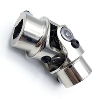 Ensun 3/4" DD x 3/4" DD Nickel Plating Single Steering Shaft Universal U Joint, Maximum Working Angle: 35° Degree, Total Length: 83mm (3-1/4")