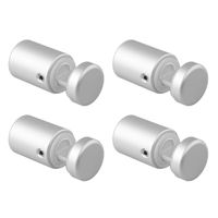 Side Clamp Standoffs, 3/4" x 1", Silver Aluminum, Acrylic Standoff Mounting Hardware, Edge Grip, for Glass Panel, Acrylic Panel, Pack of 4