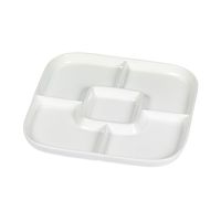 Denmark White Porcelain Chip Resistant Scratch Resistant Commercial Grade Serveware, 14" Square 5 Section Party Platter