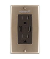 OviiTech 4.2 AMP 2 Smart High Speed Wall Mount Charger USB Outlet,15A Tamper Resistant Receptacle,Wall Plate with Screw,Gold