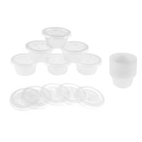 125 Count Mini Translucent Plastic Jello Shot Condiment Sauce Cups with Lids for Restaurants, Dips & Salsa, 2-Ounce