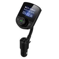 Wireless in-Car BT FM Transmitter Radio Adapter Car Kit W 1.44 Inch Display Supports TF/SD Card and USB Car Charger for All Smartphones Audio Players