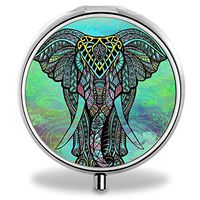 Elephant Pill Case, Round Stainless Drug Organizer Container Medicine Cover for Pocket Daily&Weekly