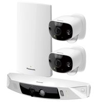 Panasonic HomeHawk Outdoor Wireless Smart Home Security Camera, Wide Angle View, Color Night Vision, 2-Way Talk, Works with Alexa & Google Assistant, 3 Camera Kit (KX-HN7003W)