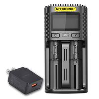 NITECORE UMS2 Intelligent USB Dual-Slot Quick Battery Charger for Li-Ion/Ni-MH/Ni-Cd/IMR 16340 14500 18650 21700 20700 AA AAA and More Batteries, with LumenTac QC3.0 Charging Adapter