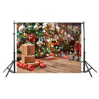 Iuhan  3x5FT Christmas Led Light Photography Background Studio Backdrop Cloth for Kids and Adults, Happy Christmas Theme Backdrops Xmas Tree Santa Vinyl Background Photography Studio (D)