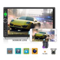 Car Stereo 2 Din Car Radio Support Mirror Link Rear View Camera Bluetooth TF USB AUX Multimedia Double Din Autoradio 7" HD Touch Screen Player MP5 12 LEDs Light Version Waterproof Car Backup Camera
