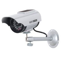 WALI Solar Powered Bullet Dummy Fake Simulated Surveillance Security CCTV Dome Camera Indoor Outdoor with 1 LED Light, Warning Security Alert Sticker Decal (SOLTC-S1), Silver