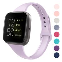 DYKEISS Sport Slim Silicone Band Compatible with Fitbit Versa/Versa Lite Edition, Thin Soft Narrow Silicone Replacement Strap Wristband Accessory for Fitbit Versa Smart Watch (Large, Lavender)