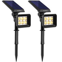 InnoGear Upgraded 6 LED Solar Landscape Spotlights 2-in-1 Wireless IP65 Waterproof Auto On/Off Outdoor Solar Landscaping Lights for Yard Garden Driveway Pathway Pool, Pack of 2 (Warm White)