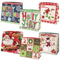 Gift Boutique Oversize Jumbo Christmas Gift Bags Giant Extra-Large Holiday Set of 12, 15" X 15" X 7" Big Paper Gift Wrap For Large Present with Coordinating Gift Tags