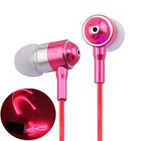 LightingCool Visible Glowing LED in-Ear Earphone Light Up Stereo Headphone with Mic Lights Flashing to Music Beat Wired Glow-in-The-Dark Earphone for All Mobile Phones (Red)