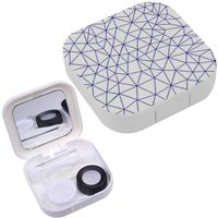 Portable Contact Lens Case Box Travel Kit Mirror + Bottle + Tweezers Container Holder [ Geometrical Doodle ]