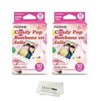 Fujifilm Instax Mini 8 and Mini 9 Film 2-Pack (20 Sheets) Candy Pop + Quality Photo Microfiber Cloth ...