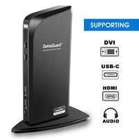 Zettaguard USB 3.0 Universal Laptop Dual Monitor Docking Station  Dual Video Monitor Display HDMI & DVI/VGA with Gigabit Ethernet, Audio, 6 USB Ports for Laptop, Ultrabook and PC