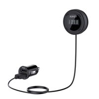 AUKEY FM Transmitter Bluetooth, Wireless Car Kit with Handsfree Calling and Flush Fit Dual Port 4.8A Car Charger for Mobile Audio Devices.