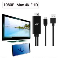 Chezaa Charger Cable, Type_C USB To HDMI HDTV AV Cable Adapter For Samsung Galaxy S9/S8 Plus For Macbook (Black)