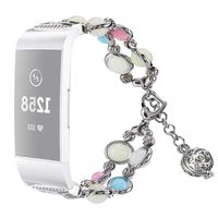 BIYATE Compatible for Fitbit Charge 3 Bands & Charge3 SE Band,Handmade Night Luminous Pearl Charge 3 Band Strap Bracelet Replacement Wristband for Fitbit Charge 3/Charge 3 SE Fitness Tracker