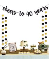 Moohome Cheers to 40 Years Gold Glitter Banner for Adult 40th Birthday Party Supplies Wedding Anniversary Party Decorations