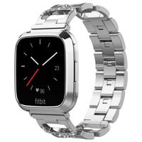 UMTELE Compatible for Fitbit Versa Lite Band with Case,Bling Rhinestone Stainless Steel Link Bracelet with Jewelry Clasp and Cover Wristband for Fitbit Versa and Fitbit Versa Lite