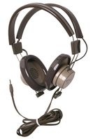 Califone 610-44 Binaural Headphone, Gray/Beige, Monaural 3.5mm Plug, Fully Adjustable Headband, Recessed Wiring for Safety, Replaceable 5' Straight Cord Long, Rugged ABS Headstrap and Earcups