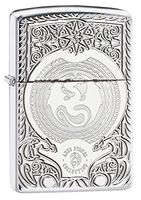 Zippo Anne Stokes Dragon Design Pocket Lighter, High Polish Chrome