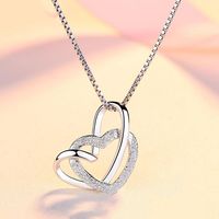 Liudaye 925 Sterling Silver Necklace Heart Pendant Lady Clavicle Chain Lady Gift