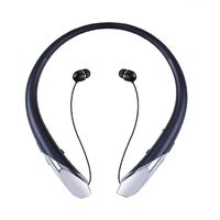 Bluetooth Headset, Wireless Headphones Retractable Stereo Neckband Earbuds with Mic by ZSW Tech (12 Hours Play Time, Noise Canceling, Black)
