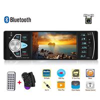 Multimedia Car Stereo Single Din Car Radio 4.1" Digital TFT Screen Bluetooth Audio and Hands-Free Calling FM Radio Receiver MP5 Player AUX/TF/USB SWC Remote Control + 12 Led Rear View Camera