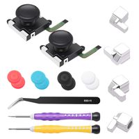 YUANHOT Joy-Con Repair Tool Kit for Nintendo Switch Joy-Cons Controller, Including 2pcs 3D Analog Joystick Thumb Sticks, Screwdrivers, Tweezer, 4 Metal Lock Buckles and 8 Thumbstick Caps (Black)